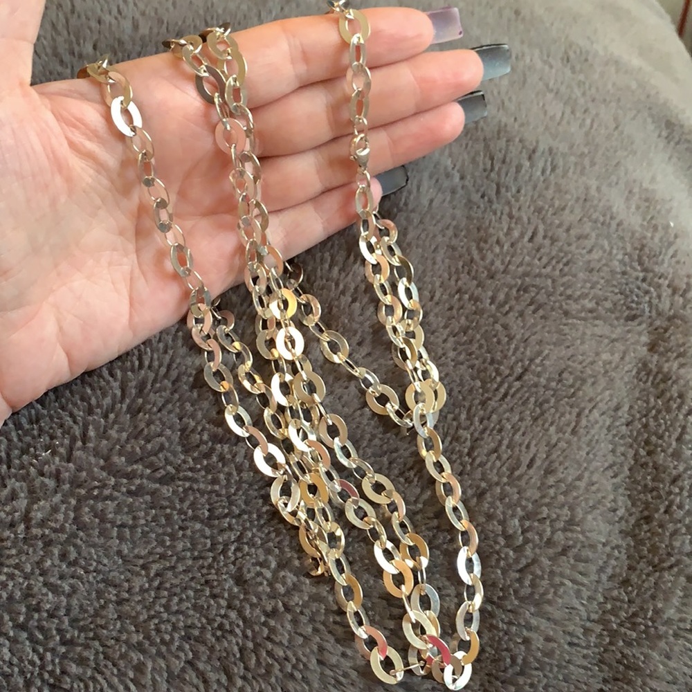 Dazzling 925 Stamped LONG silver chain link chain
